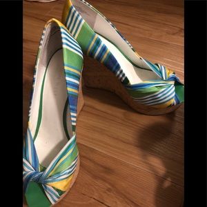 Nine West multicoloured peep toe wedges - 7